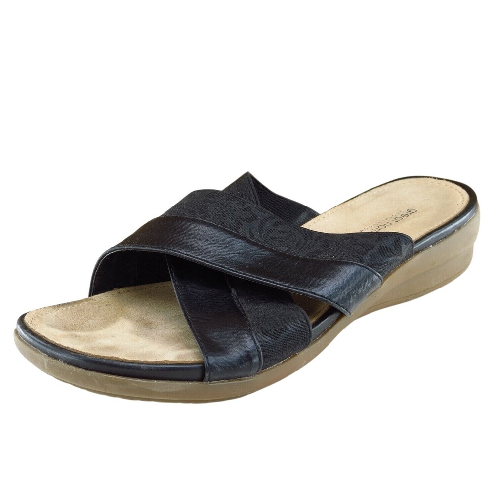 Great Northwest Sz 7 M Black Slide Synthetic Women Sandals